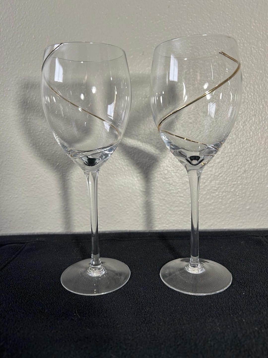 Vintage Set of 2 Kosta Boda Gold Swirl Wine Glasses Sweden - Etsy