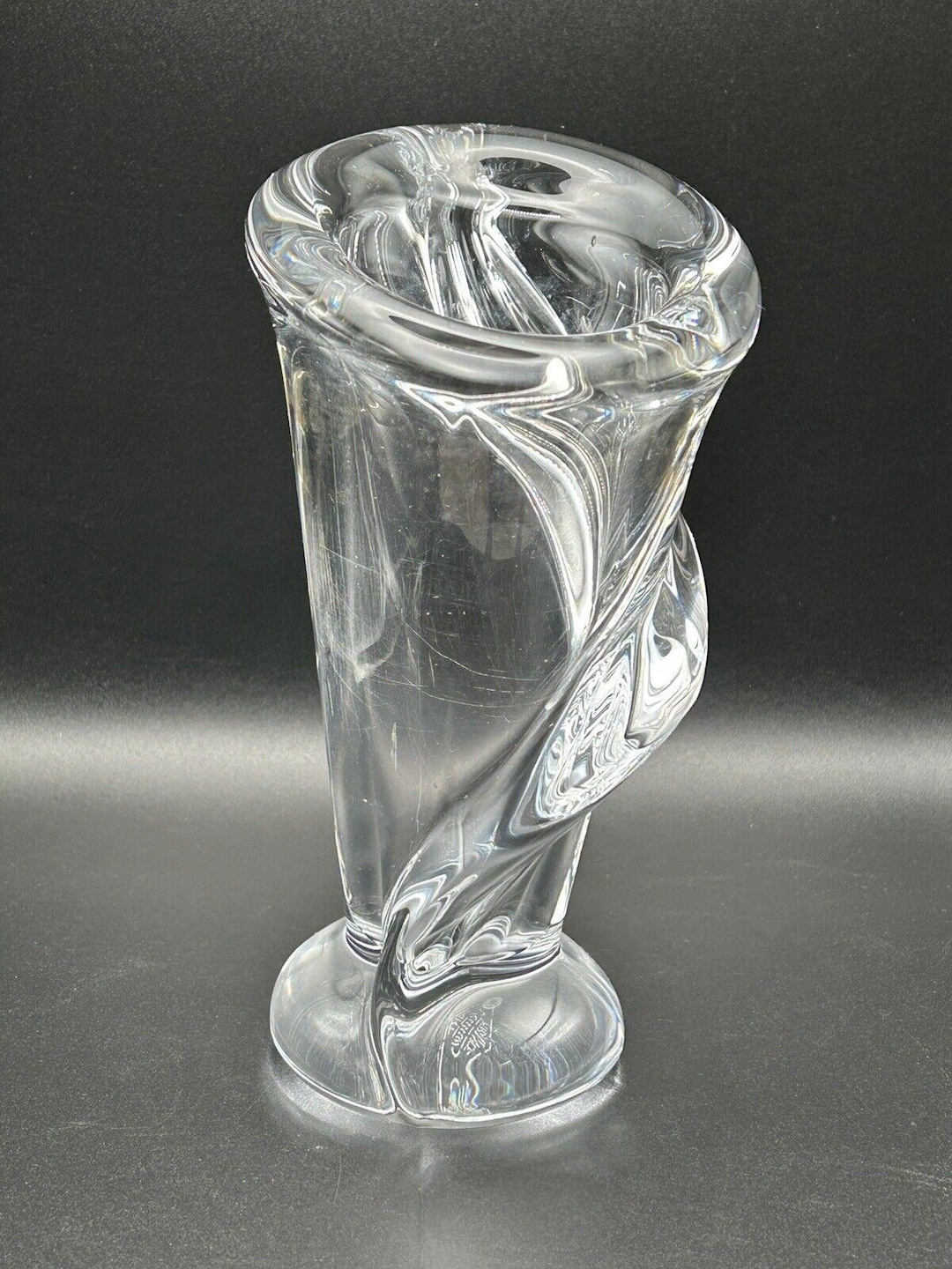 Vintage Vannes Le Chatel Crystal Vase Art Glass Made in France 7.5