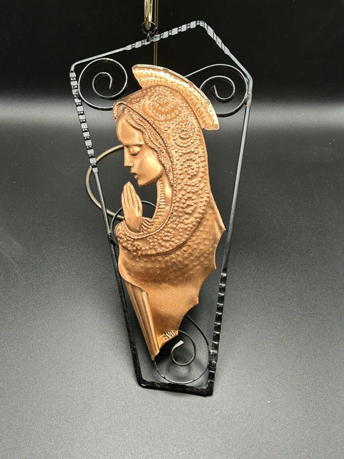 Rare - Vintage 1950's Hand-chiseled Iron and Copper Wall Decor