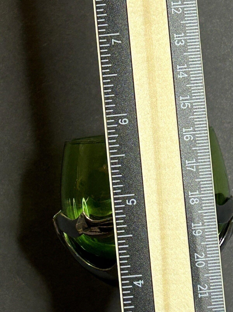 Cambridge Farberware vintage - Cordiales de metal plateado con tallo de vidrio verde imagen 5