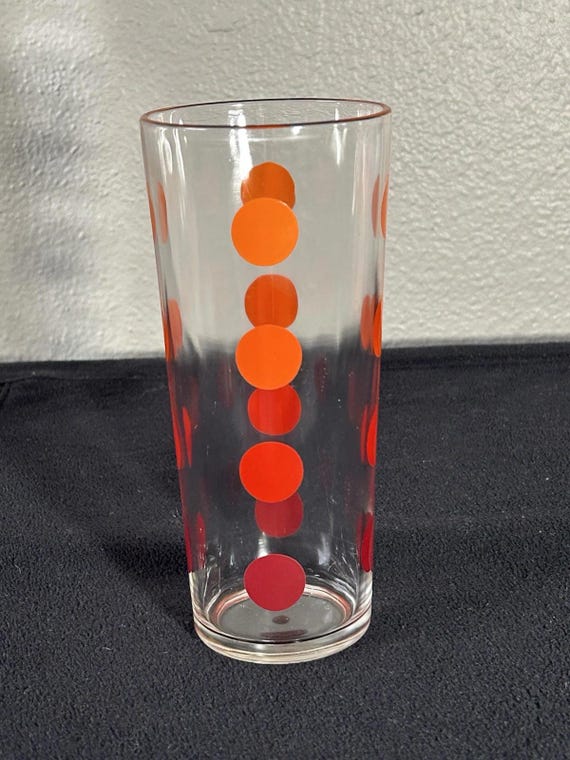 Vintage 50s or 60s Orange Polka Dot Drinking Glass 10 Oz. - Etsy