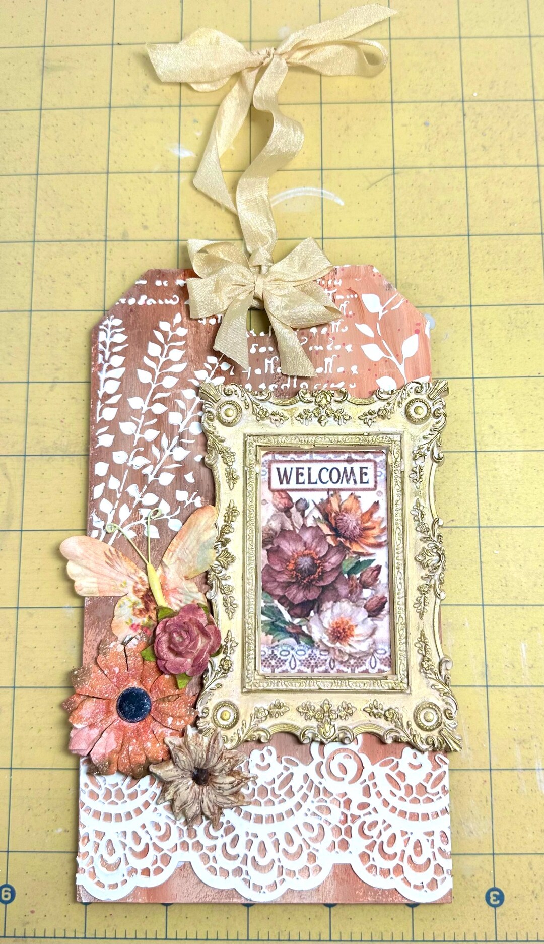 Vintage Flowers Hanging Wall Tag - Etsy