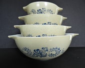 Pyrex Homestead Bowls, Pyrex Nesting Bowl Set, Homestead Pyrex Bowls, Pyrex Oatmeal Bowl Set