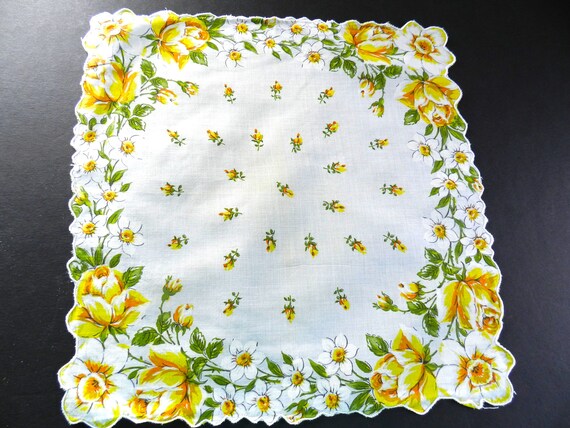 Yellow Rose Handkerchief, Large Handkerchief, Col… - image 2