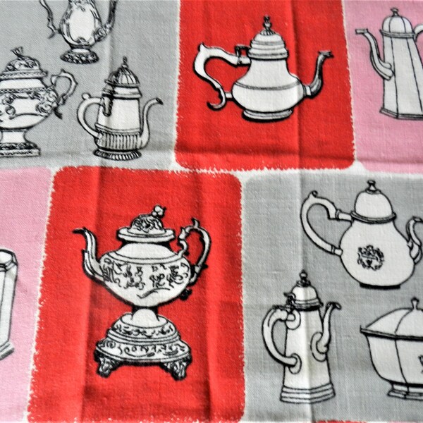 Vintage Toile Teapot Linen Towel