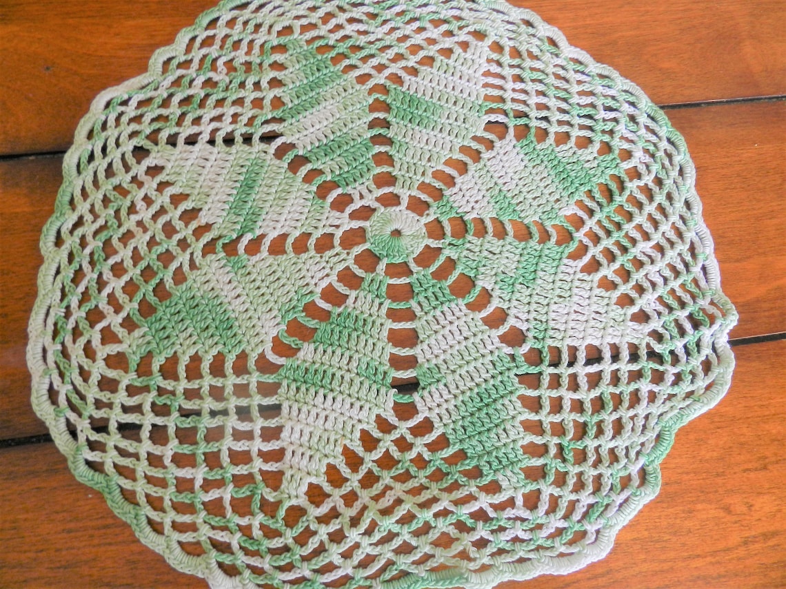 3 Green Doilies Set of Doilies Mint Green Retro Etsy