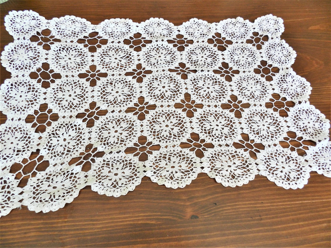  Tapis  blanc  de plateau de dentelle crochet  charpe de Etsy