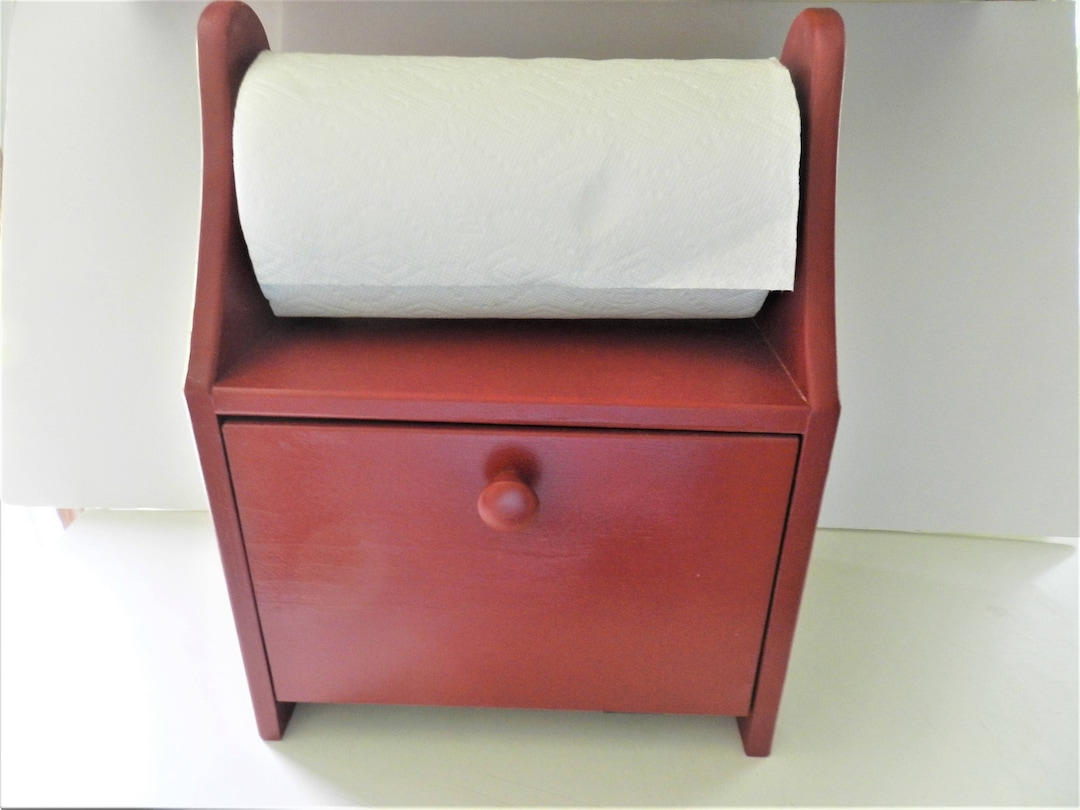 Bread Box Paper Towel Holder, Wood Storage Garage, Handcrafted