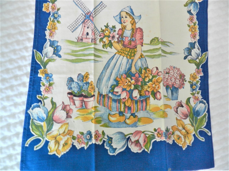 NOS 1940s Dutch Girl Towel Tulip Towel Blue Kitchen Towel - Etsy