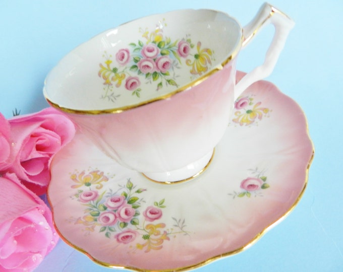 Aynsley Teacup And Saucer Pink Aynsley Tea Cup Rose Bud Etsy 