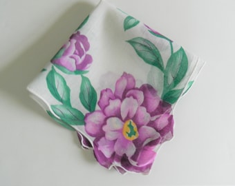 Purple Floral Hanky, Emerald Green, Purple Hanky