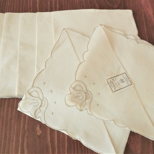 NOS 7 Beige Azores Embroidered Napkins, Hand Embroidered Napkins, Portuguese Napkins, Dinner Napkins, Never Used