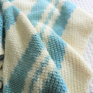 SALE Vintage Blue Afghan, Knitted, Used, Throw, Blanket