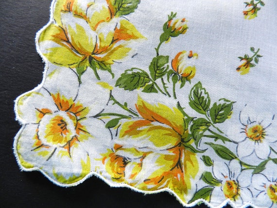 Yellow Rose Handkerchief, Large Handkerchief, Col… - image 3