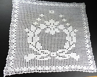 Square Crochet Doily, French Tidy, Chair Protector,  Food Cover, Filet Crochet