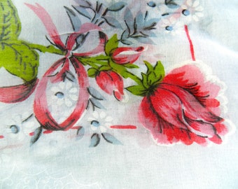 Large Rose Handkerchief, Pink, Pink Rose, Bridal Handkerchief