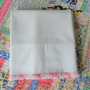 Single Pink Crochet Trim Cotton Pillowcase, Pink White Crochet Trim, Cotton Pillowcase,