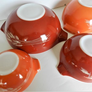 4pc Pyrex Autumn Harvest Bowls, Orange Bowls, Wheat, Bild 3
