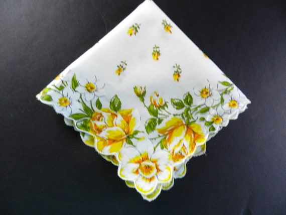Yellow Rose Handkerchief, Large Handkerchief, Col… - image 1