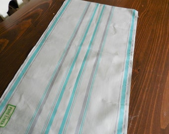 NOS Turquoise Towel, Striped Towel, Teximbel Towel, Gray Stripe Towel, Retro Towel