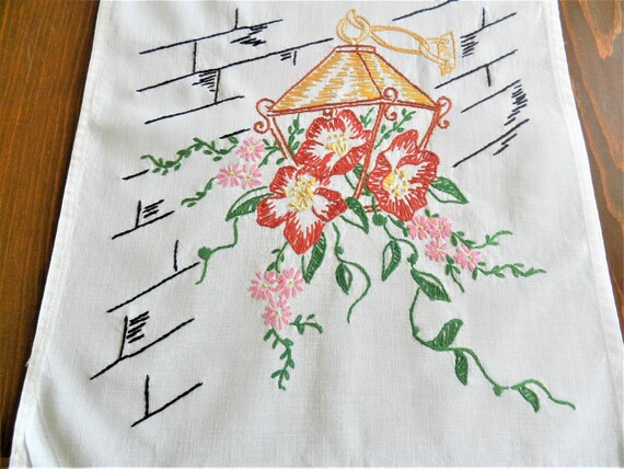 Hand Embroidered Dresser Scarf, Table Runner, Lantern, Bureau Scarf - Etsy
