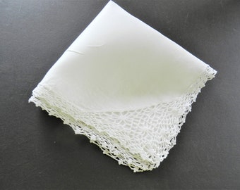 White Crochet Trim Hanky, Wedding Hanky, Bridal Gift