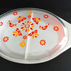 Pyrex Red Friendship Divided Dish, Divided Veggie Dish, Vegetables - Etsy