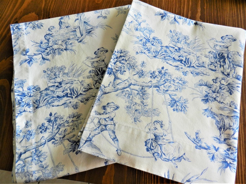 Blue Toile Country Curtains 4 Prs Curtains Blue Curtains Etsy