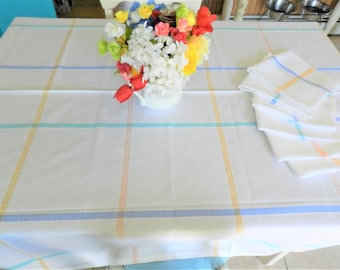 Pastel Tablecloth and Napkins Set, Tablecloth and 6 Napkins, Cotton Tablecloth, Cottage Decor, Farmhouse Kitchen