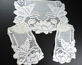 Butterfly French Tidy Set, Crochet Doily, French Tidy, Chair Protector,  Food Cover, Filet Crochet