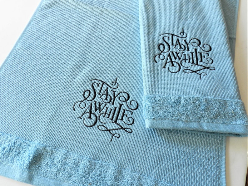 SALE NOS DKNY Towels Blue Towels Stay Awhile Rustic Kitchen Etsy