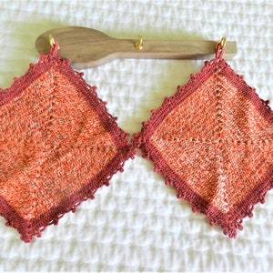 NOS 2 Russet Potholders, Never Used, Handmade, Orange Potholder, Hot Pad