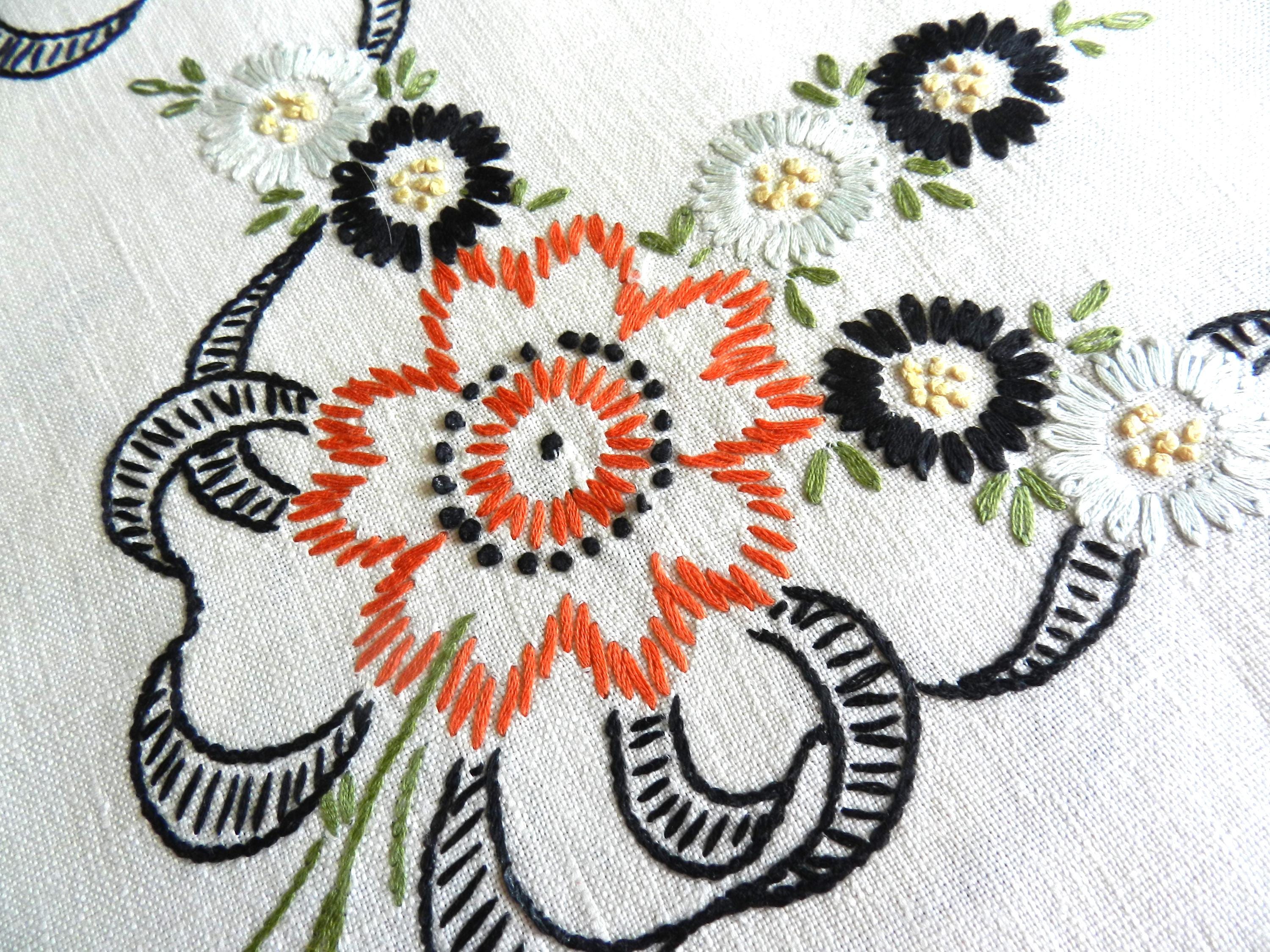 embroidered dresser scarf Vintage Dresser Scarves Refashioned as Pillow Covers