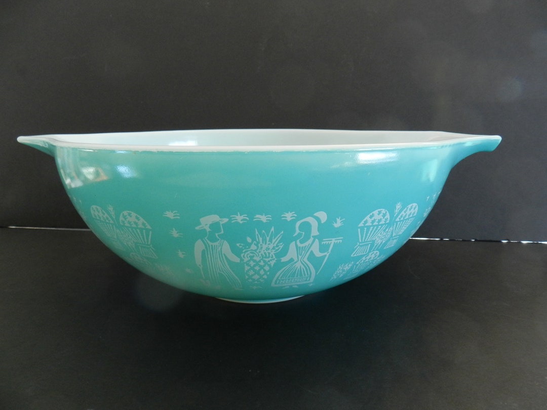 4 Qt Pyrex Butterprint Bowl, Large Pyrex Amish Bowl, Turquoise Pyrex