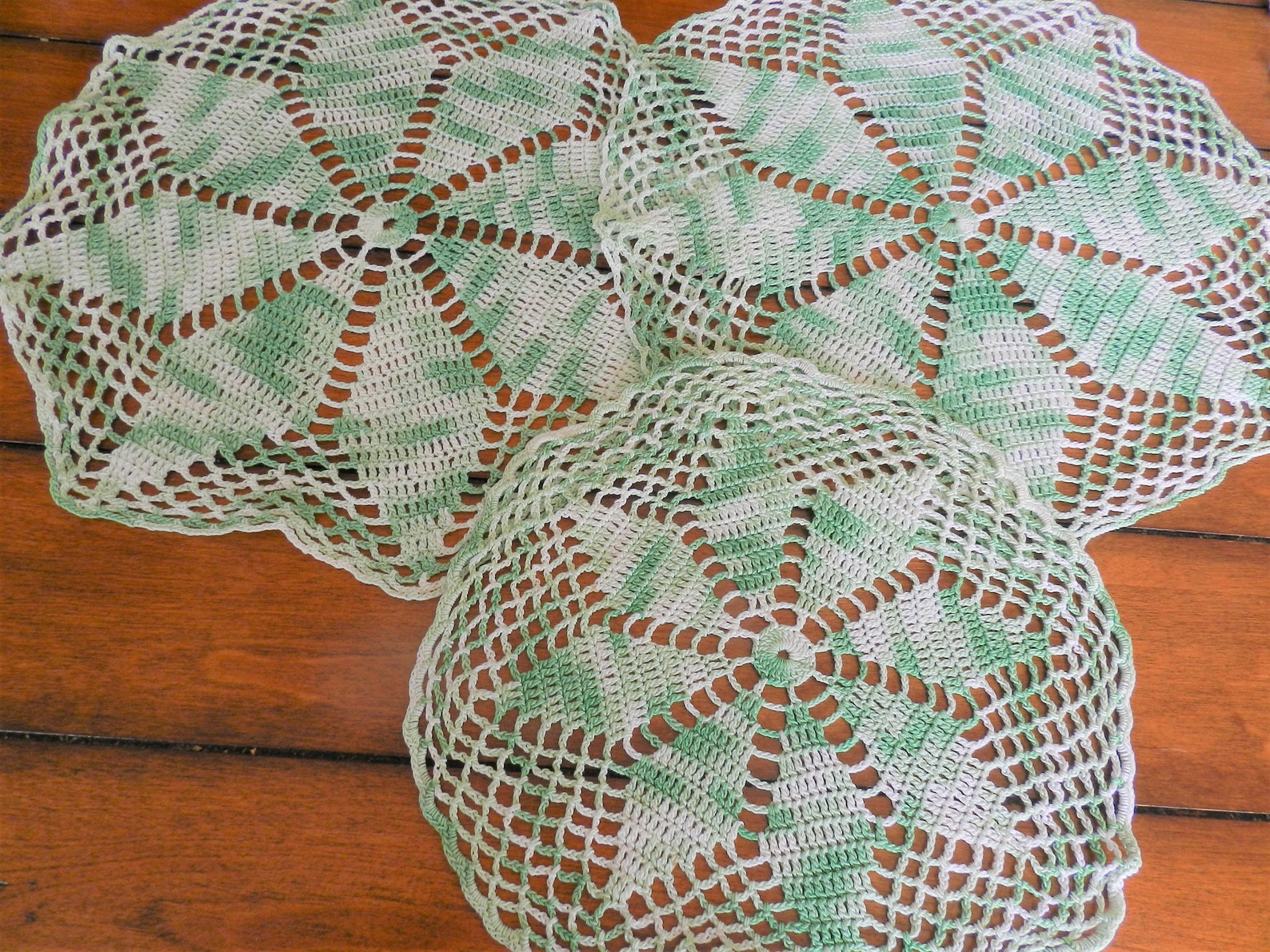 3 Green Doilies Set of Doilies Mint Green Retro Etsy
