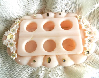 1950s Pink Lipstick Holder, Make up Holder, Storage, Vanity