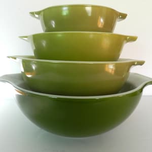 Pyrex Verde Avocado Bowl Set, Pyrex Green Verde Bowl Set, Lime Pyrex Bowls, Avocado Pyrex Bowls, Cinderella Bowls, Pyrex Mixing Bowls