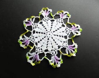 Green Lilac Pansy Doily, Doily, Pansies, Handmade