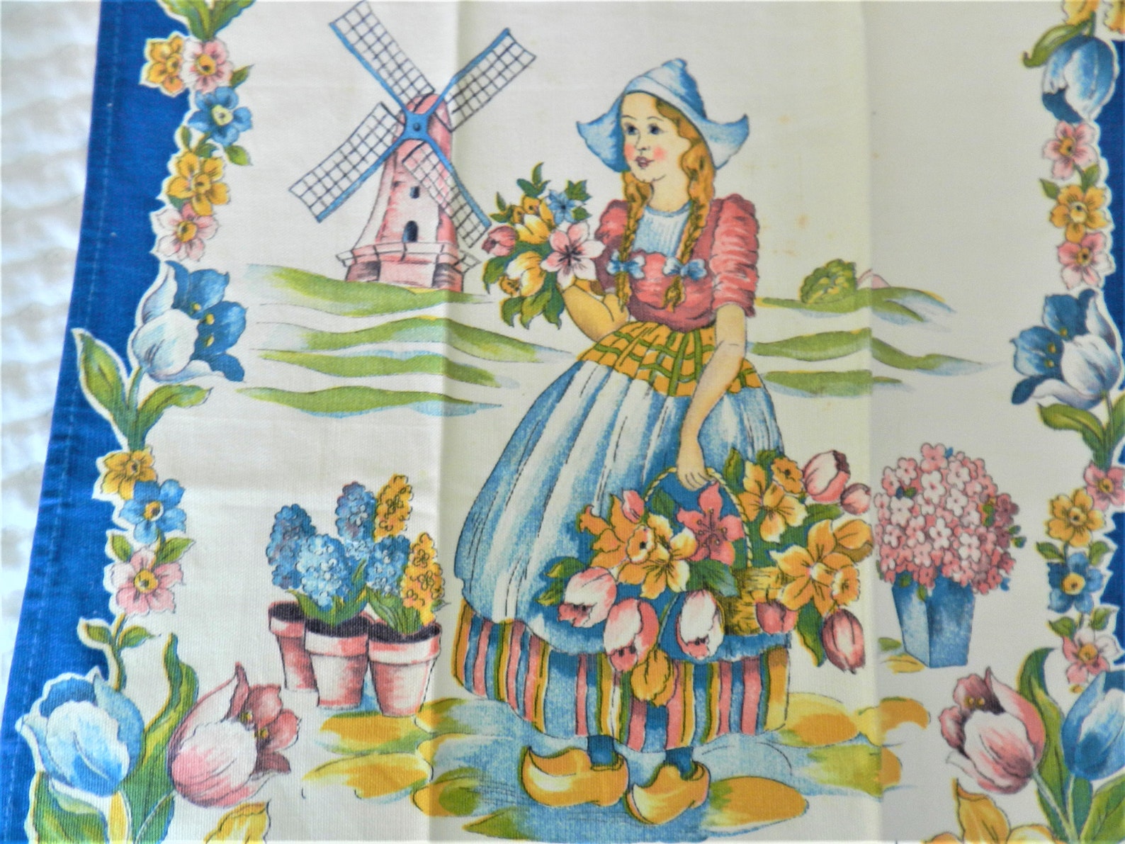 NOS 1940s Dutch Girl Towel Tulip Towel Blue Kitchen Towel - Etsy