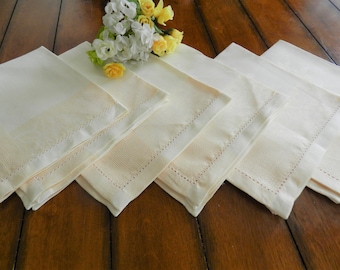 NOS Napkins, 6 Beige Linen napkins, Never Used, Dinner napkins