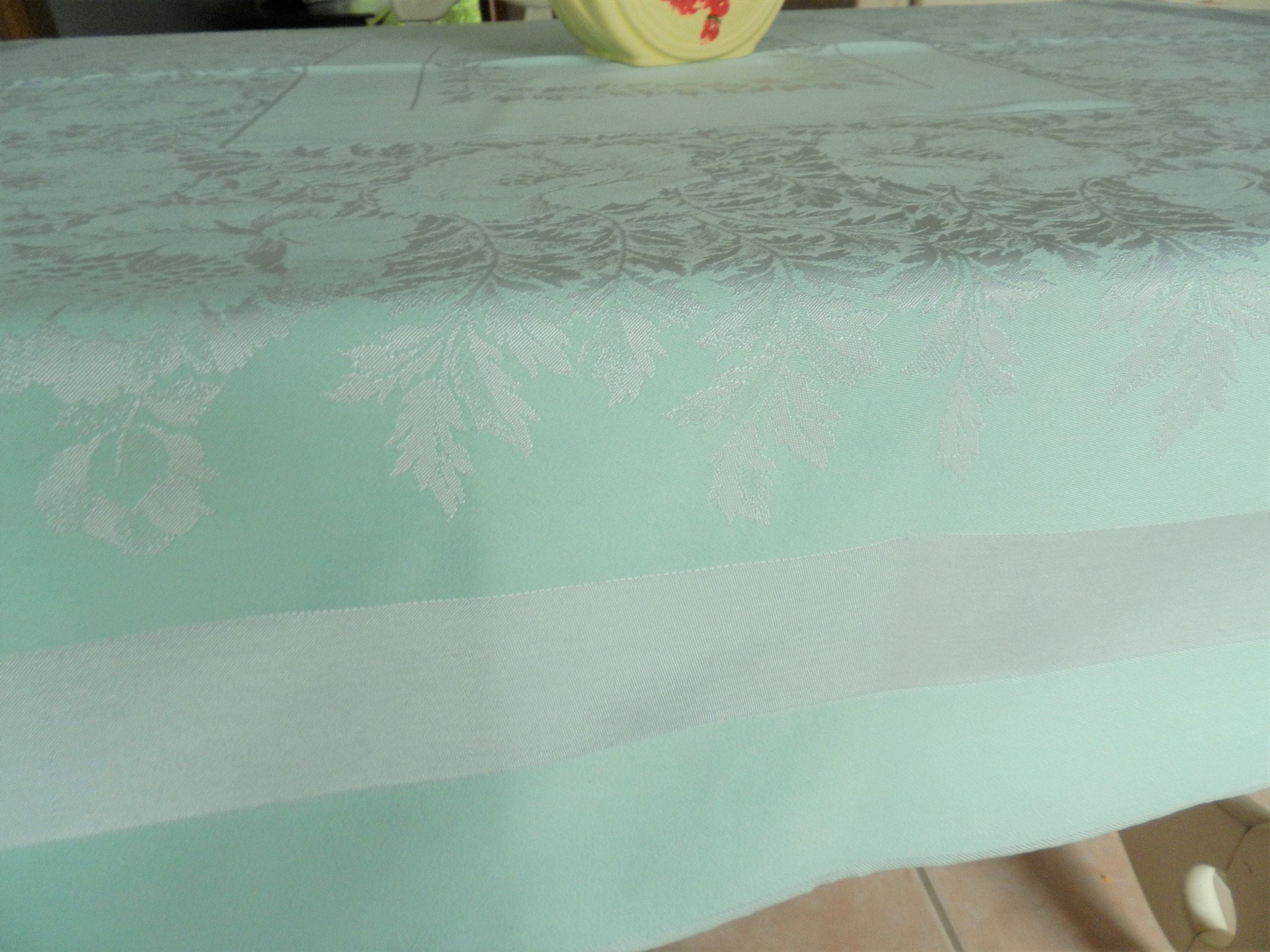 Green Damask Tablecloth Mint Green Tablecloth Jadeite Retro Etsy