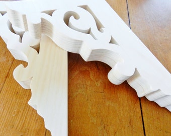 Handmade Wooden Brackets, Fretwork Brackets, Scroll Saw Brackets, Shelf Brackets, Unfinished Shelf Brackets