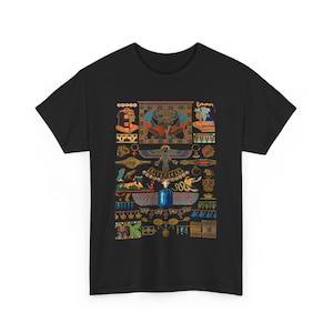 Koszulka z hieroglifami egipskimi, koszulka unisex z motywem starożytnej cywilizacji, koszulka z symbolami egipskimi, koszulka z grafiką z historią Egiptu, bawełniana koszulka z mumią faraona