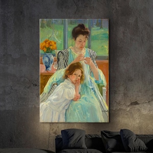 Mary Cassatt Print: Young Mother Sewing, Mother and Daughter Art
