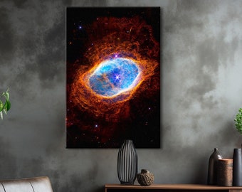 Southern Ring Nebula Canvas Poster: James Webb Telescope Space Art