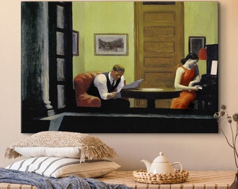 Edward Hopper 'Room in New York' Canvas Print: American Art Reproduction