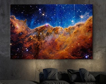 Carina Nebula Canvas Print: James Webb Telescope, Cosmic Cliffs Space Art