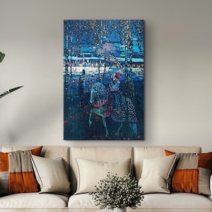 Lienzo de pareja montando a caballo de Wassily Kandinsky, decoración de pared de vidrio de Wassily Kandinsky, impresión de arte de pared abstracto, póster de arte expresionista, arte de vidrio