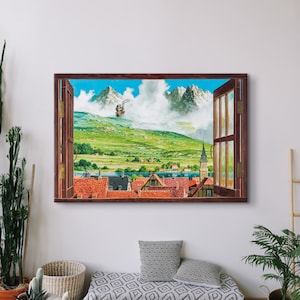Das wandelnde Schloss Poster, Hayao Miyazaki, Studio Ghibli Poster, das wandelnde Schloss Poster, Anime Glas, Anime-Druck, Anime Glaskunst
