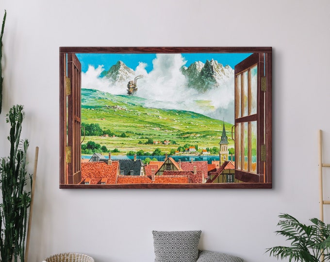 Howl's Moving Castle Poster: Studio Ghibli Anime Art, Ghibli Window Print